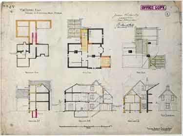 T. W. Sorby, esquire - additions to Storthfield House, 237 Graham Road, Ranmoor - basement, attic and roof plans and sections