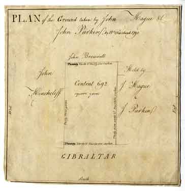 Plan of the ground taken by John Hague and John Parkin [Gibraltar Street]