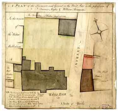 Plan of the tenements and ground in the West Bar in the possession of Francis Sayles and William Thompson