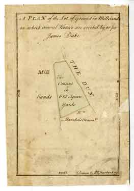 Plan of the lot of ground in Mill Sands on which several houses are erected by, or for James Duke