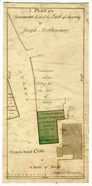 A Plan of a tenement [at the western end of the Vicarage Croft, showing part of St. James' Chapel Yard] held of the Earl of Surrey by Joseph Matthewman