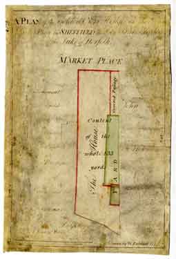 A plan of the Golden Cross House in the Market Place in Sheffield held by Samuel Shipley of the Duke of Norfolk