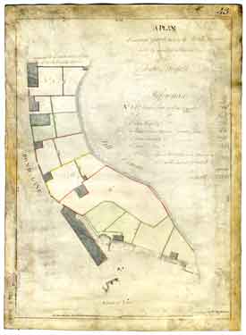 A plan of several gardens in the Pond Lane held by sundry persons of the Duke of Norfolk