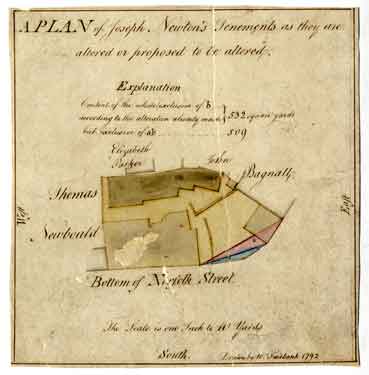 A plan of Joseph Newton's tenements as they are altered or proposed to be altered