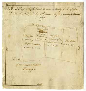 A plan of part of the land etc now or lately held of the Duke of Norfolk by Rebecca Loftus