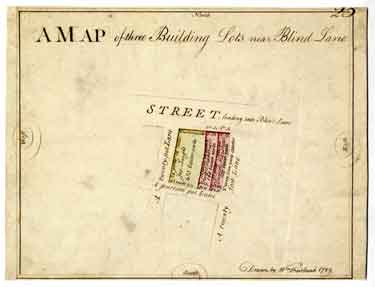 A map of three building lots near Blind Lane