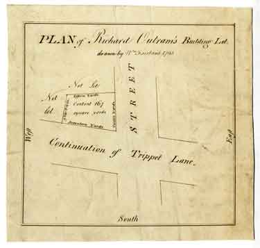 Plan of Richard Outram's building lot [corner of [Rockingham Street] and Trippet Lane]