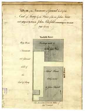 A plan of the Tenements and Ground held of the Earl of Surrey by the Heirs of the late John Trout and assigned by them to John Schofield containing in the whole 398 yards, [1778]