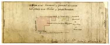 A plan of the tenement and ground held under the Earl of Surrey by the widow of Joseph Saunders [Norfolk Street]