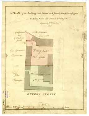 A plan of the buildings and ground to be severally demised or assigned to Henry Tudor and Thomas Leader junior