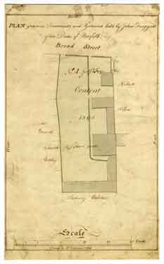 Plan of certain tenements and and ground held by John Froggatt of the Duke of Norfolk [building lots in Broad Street]