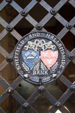 Sheffield and Hallamshire Bank Coat of Arms on the gates of the Cutlers Company
