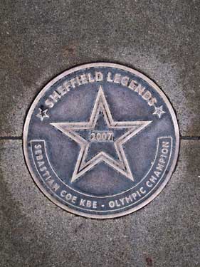 Sheffield Legends plaque - Sebastian Coe, KBE, olympic champion (installed 2007)