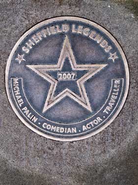 Sheffield Legends plaque - Michael Palin, comedian, actor, traveller (installed 2007)