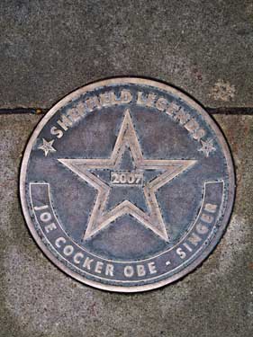 Sheffield Legends plaque - Joe Cocker, OBE, singer  (installed 2007)