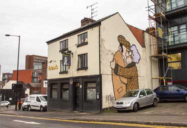 Street Art: The Snog on the side of Fagans public house (formerly the Barrrel Inn), No. 69 Broad Lane, Sheffield, Pete McKee