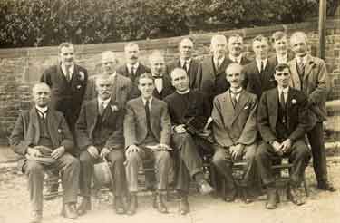 Gardeners Committee of St. Cuthbert's C. of E. Church, Barnsley Road showing (4th left front row) Rev Alfred Ellis Farrow, Vicar of St Cuthbert's