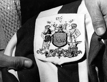 Sheffield Coat of Arms sewn on to a Sheffield United Football Club Shirt