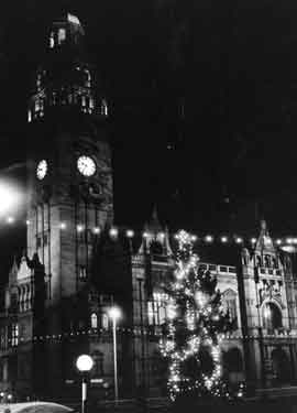 Christmas illuminations taken from Leopold Street showing Town Hall