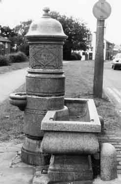 Water trough and pump on Handsworth Road showing No. 336 Turf Tavern public house behind lamp post