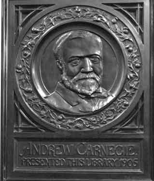 Plaque in Walkley Branch Library to Andrew Carnegie, corner of Walkley Road and South Road 