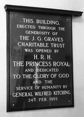Opening plaque in the entrance to the Salvation Army hostel, Charter Row / Fitzwilliam Street