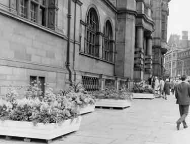 Football World Cup 1966: Flower tubs outside the Town Hall, Pinstone Street
