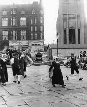 Football World Cup 1966: Folk dancing on the Cathedral Forecourt