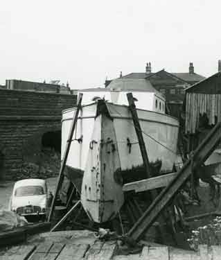 Sheffield Canal Basin showing the only boat to have sank there