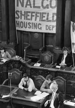 NALGO members 'sit in' at the Town Hall Council Chamber