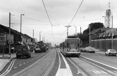 Supertram No. 24 nearing the top of City Road at Manor Top