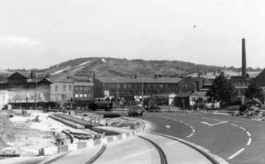 View taken from Infirmary Road / Hoyle Street showing Cornish Place (right), Globe Works (left) with Parkwood Springs ski slope in the background