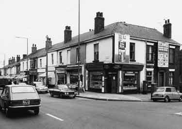 Nos.187-221 London Road at junction with Woodhead Road showing Highfield Post Office (right)