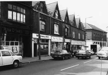 Nos.138-152 London Road showing (left to right) Peter D. Swift, estate agents (No.152); William Hill, bookmakers (No.150); The Tile Shop (No.148); London Road Laundrette (No.146) and Beltons, kitchen furniture dealers (Nos.140-144)