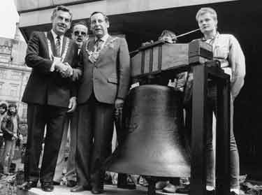 Bochum Bell official presentation outside the Town Hall extension showing (third left) Lord Mayor, Councillor Frank Prince