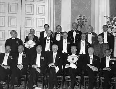 Guests at the 329th Cutlers Feast, Cutlers Hall, Church Street,  showing (front row, third left) Edward Heath, Shadow Chancellor of the Exchequer