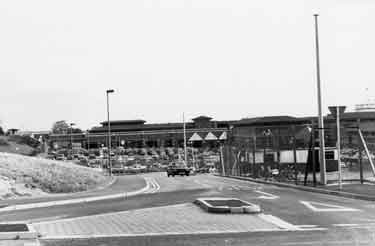 Crystal Peaks Shopping Centre showing J. Sainsbury, supermarket (centre) and the construction of the Milestone public house (right)