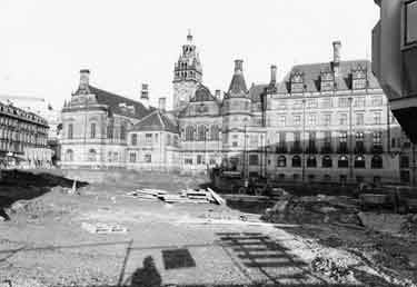 Reconstruction of the Peace Gardens showing Town Hall (behind)