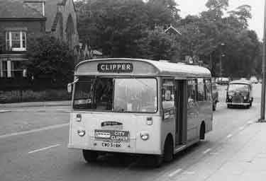 Electric bus on the City Clipper route on Abbeydale Road at junction with Carter Knowle Road (left) 