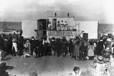 Alf Wilson's White Star Pierrots at the beach at Cleethorpes, Lincolnshire c.1913