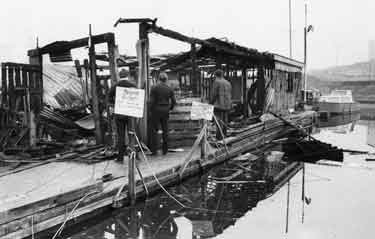 Fire damage at the Canal wharf, Sheffield Canal Basin