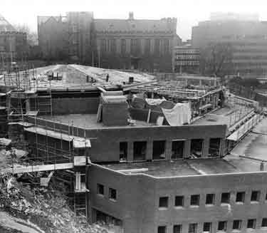 Construction of the Octagon Centre, performance and conference centre, University of Sheffield, Clarkson Street, Broomhill