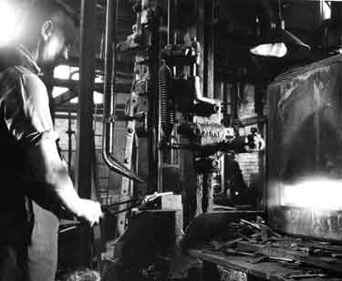 Forging knife blades, Joseph Rodgers and Sons Ltd. River Lane Works at the junction of Sheaf Street and Pond Hill,