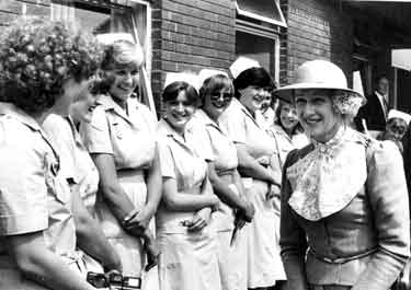 Princess Alexandra meeting nurses at the opening of extensions to the Northern General Hospital