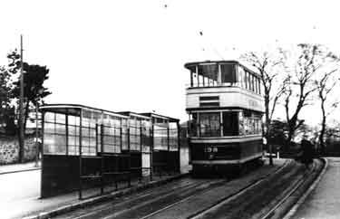 Tram No.198 at Ecclesall tram terminus, Millhouses Lane