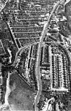 Aerial view of Woodseats showing (centre) Chesterfield Road