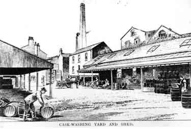 Sketch of the cask washing yard and shed, Exchange Brewery, Bridge Street
