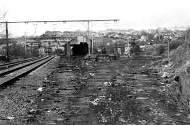 Wadsley Bridge Station goods yard during demolition c.1983