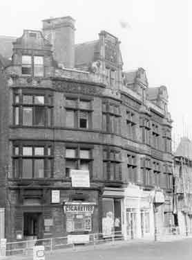 Derelict shops on Church Street prior to demolition showing (left to right) St. James Chambers, Vincent and Co. (Tailors) Ltd. (No.54); Ladbrokes, bookmakers (Nos. 50-52) and Newcastle Upon Tyne Permanent Building Society (N.48)