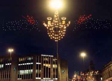 Christmas lights on Castle Square and (right) High Street showing (bottom) House of Fraser